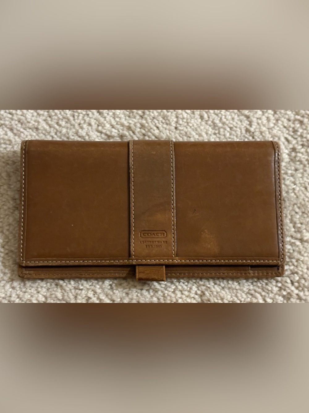 Vintage COACH Tan Leather Bifold Checkbook Wallet Organizer • Est. 1941